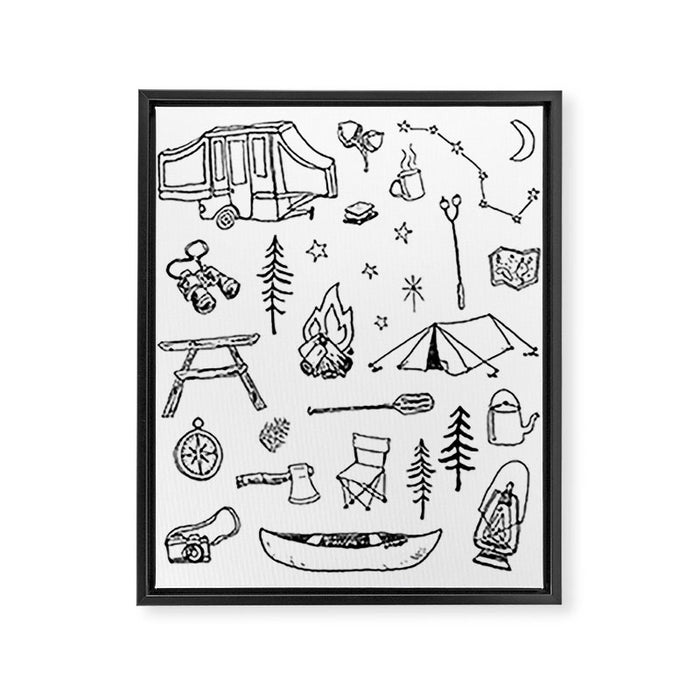Simple Camping Framed Canvas Print Gallery Image 1