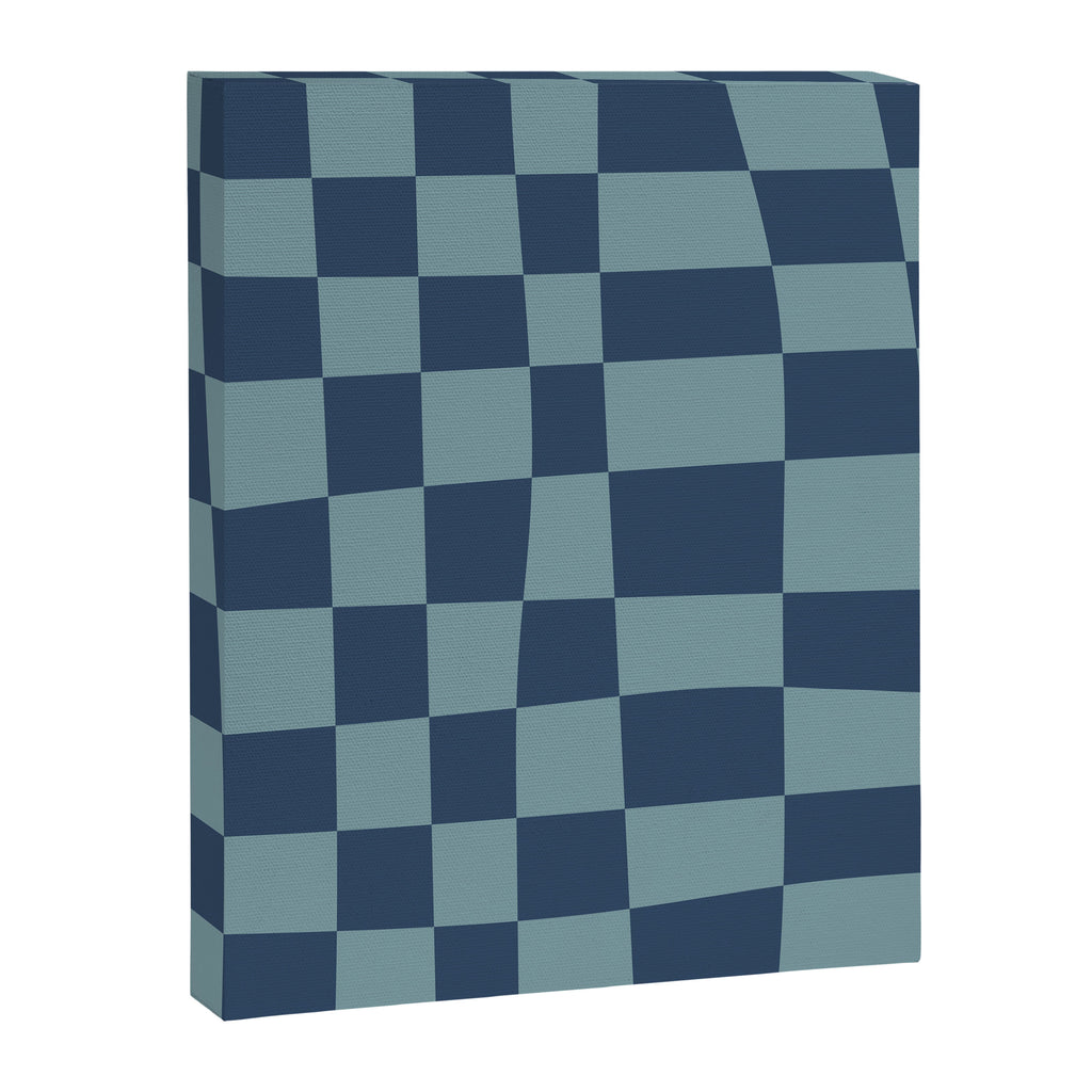 Abstract Checkerboard plaid pattern navy blue  Canvas Print Gallery Image 8