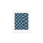 Abstract Checkerboard plaid pattern navy blue  Art Print Gallery Image 1