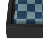 Abstract Checkerboard plaid pattern navy blue  Framed Canvas Print Gallery Image 3