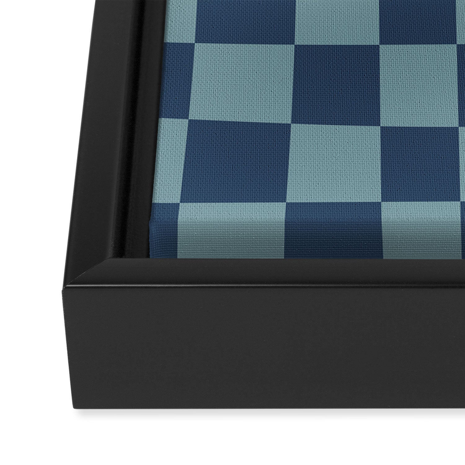 Abstract Checkerboard plaid pattern navy blue  Framed Canvas Print Gallery Image 3