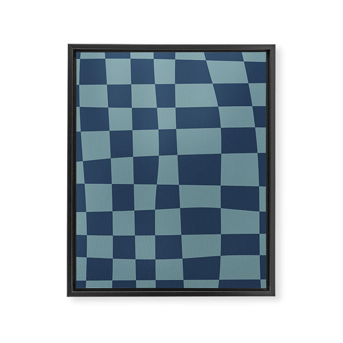 Abstract Checkerboard plaid pattern navy blue  Framed Canvas Print Gallery Image 1