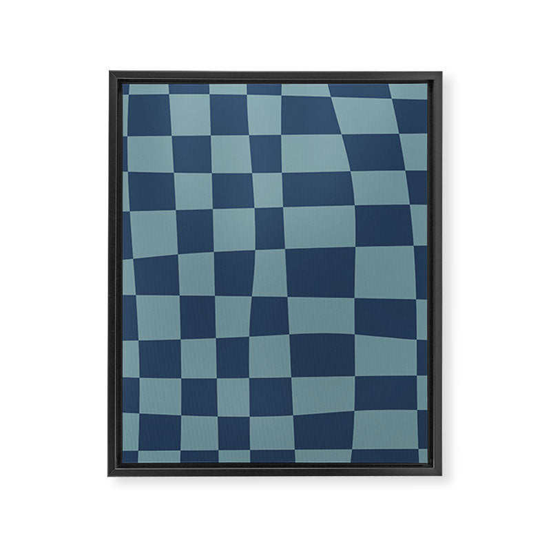 Abstract Checkerboard plaid pattern navy blue  Framed Canvas Print Gallery Image 8