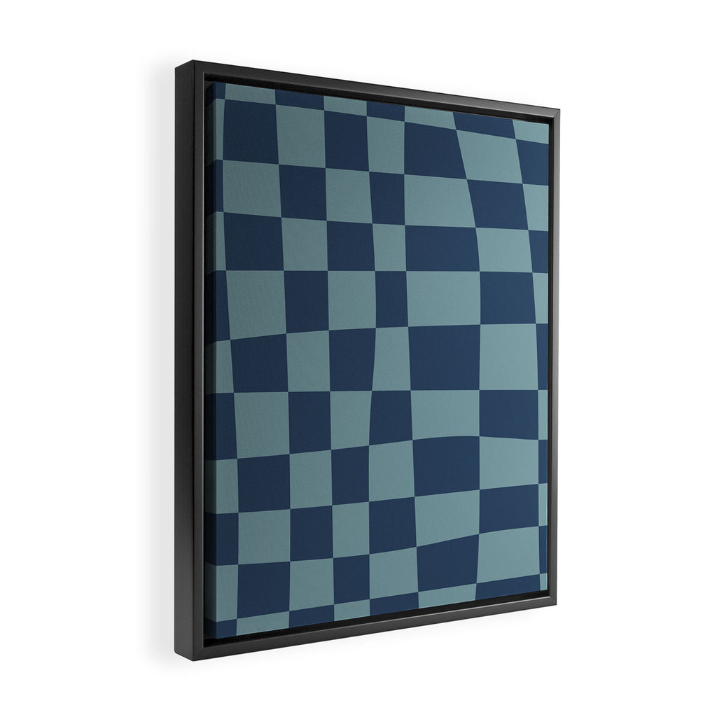 Abstract Checkerboard plaid pattern navy blue  Framed Canvas Print Gallery Image 2