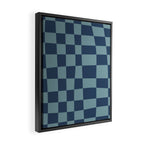 Abstract Checkerboard plaid pattern navy blue  Framed Canvas Print Gallery Image 2