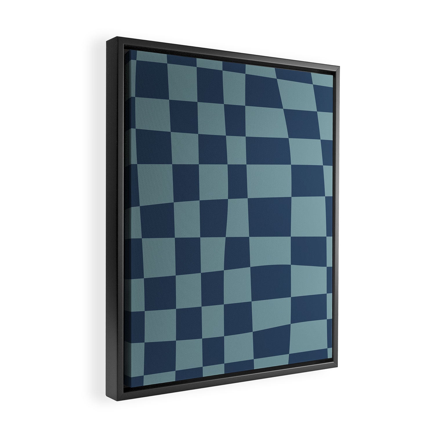 Abstract Checkerboard plaid pattern navy blue  Framed Canvas Print Gallery Image 2