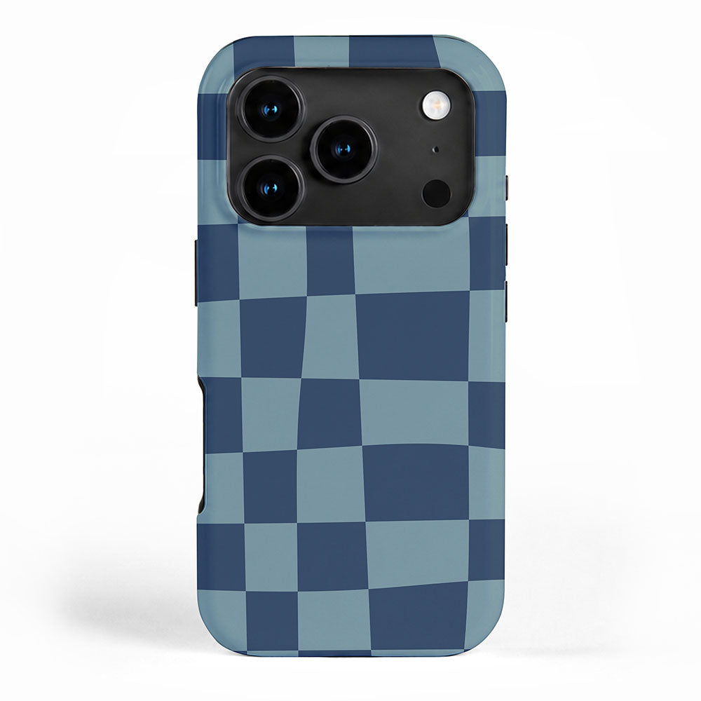 Abstract Checkerboard plaid pattern navy blue  iPhone Case Gallery Image 1