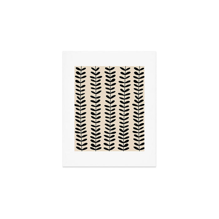 Abstract Leaves black pattern Art Print Gallery Image 1