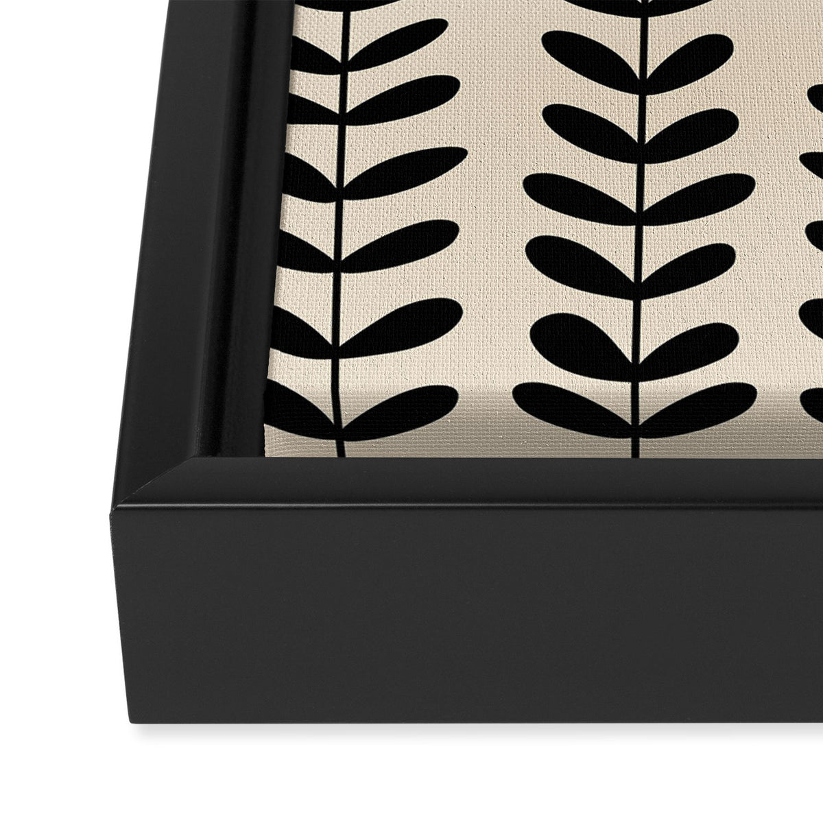 Abstract Leaves black pattern Framed Canvas Print Gallery Image 3