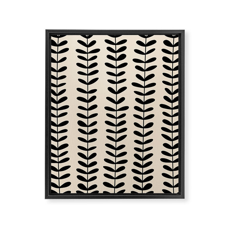 Abstract Leaves black pattern Framed Canvas Print Gallery Image 8