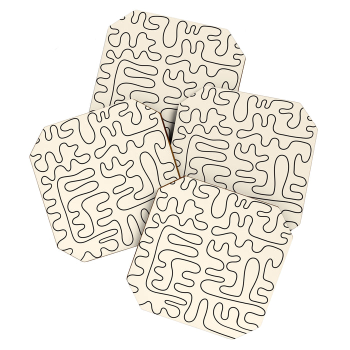 Abstract Lines 2 black and white Coaster Gallery Image 1