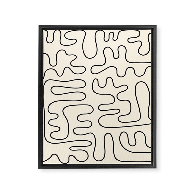Abstract Lines 2 black and white Framed Canvas Print Gallery Image 8