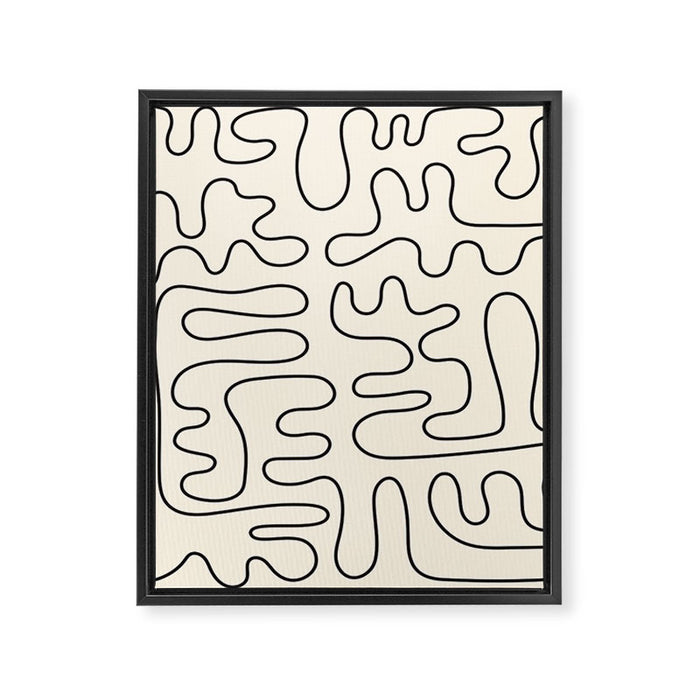 Abstract Lines 2 black and white Framed Canvas Print Gallery Image 1
