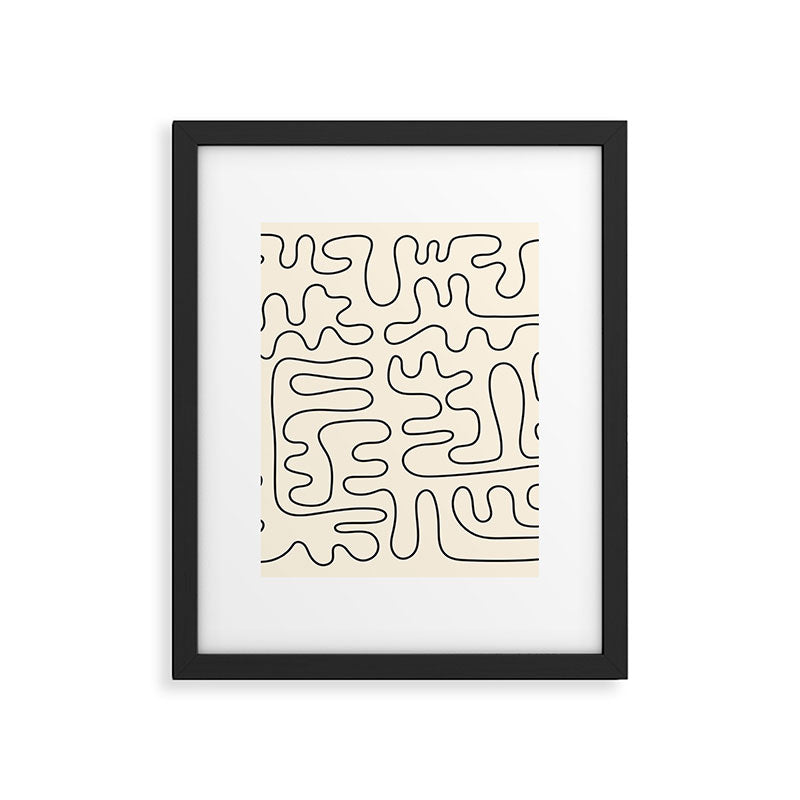 Abstract Lines 2 black and white Framed Art Print Gallery Image 6