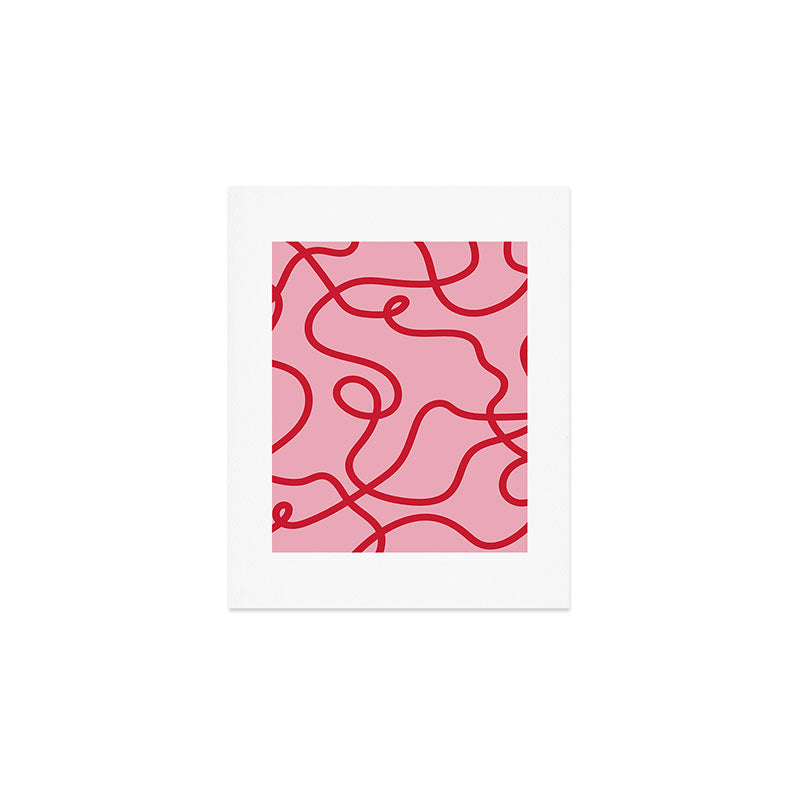 Abstract Lines pink and red Art Print Gallery Image 1