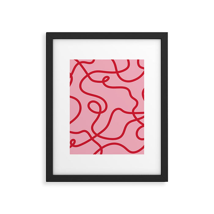 Abstract Lines pink and red Framed Art Print Gallery Image 1