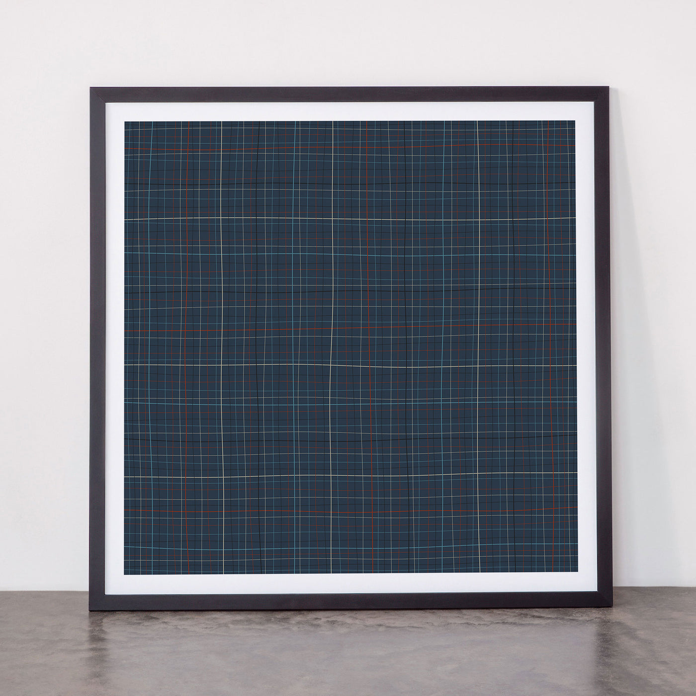 Abstract Plaid 2 blue Framed Art Print Square