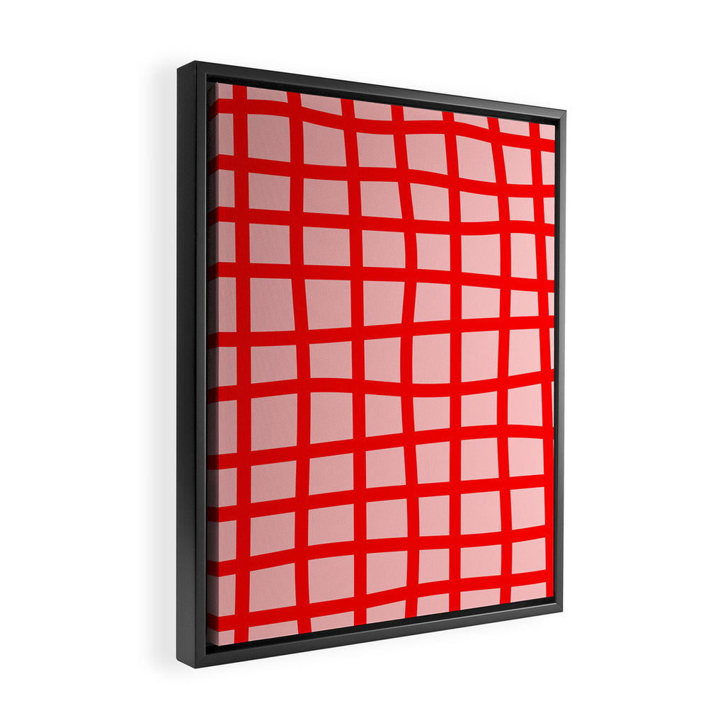 Abstract Plaid red Framed Canvas Print Gallery Image 2