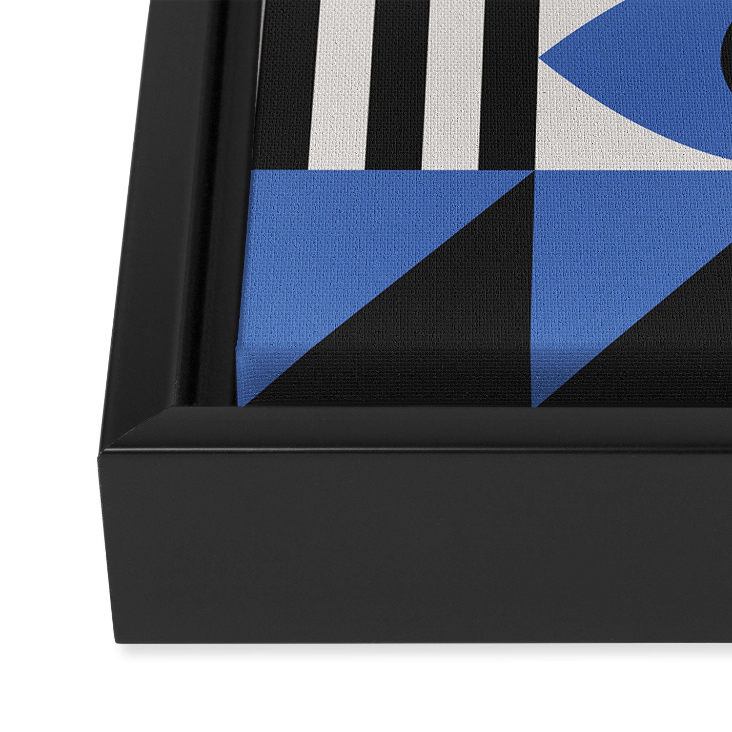 Bauhaus Mid Century Abstract Shapes black and blue  Framed Canvas Print Gallery Image 3