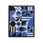 Bauhaus Mid Century Abstract Shapes black and blue  Framed Canvas Print Gallery Image 8