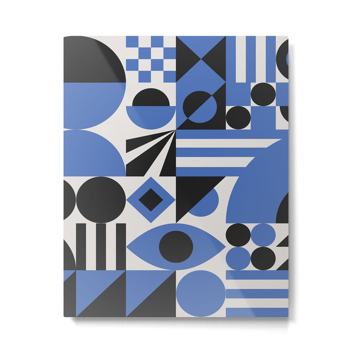 Bauhaus Mid Century Abstract Shapes black and blue  Metal Print Gallery Image 1
