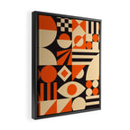 Bauhaus Mid Century Abstract Shapes black and orange  Framed Canvas Print Gallery Image 2