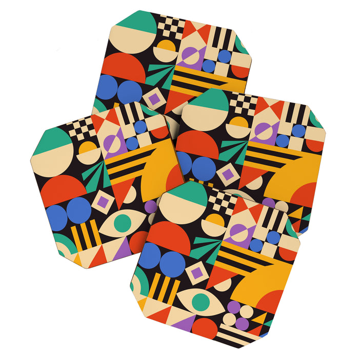 Bauhaus Mid Century Abstract Shapes colorful Coaster Gallery Image 1