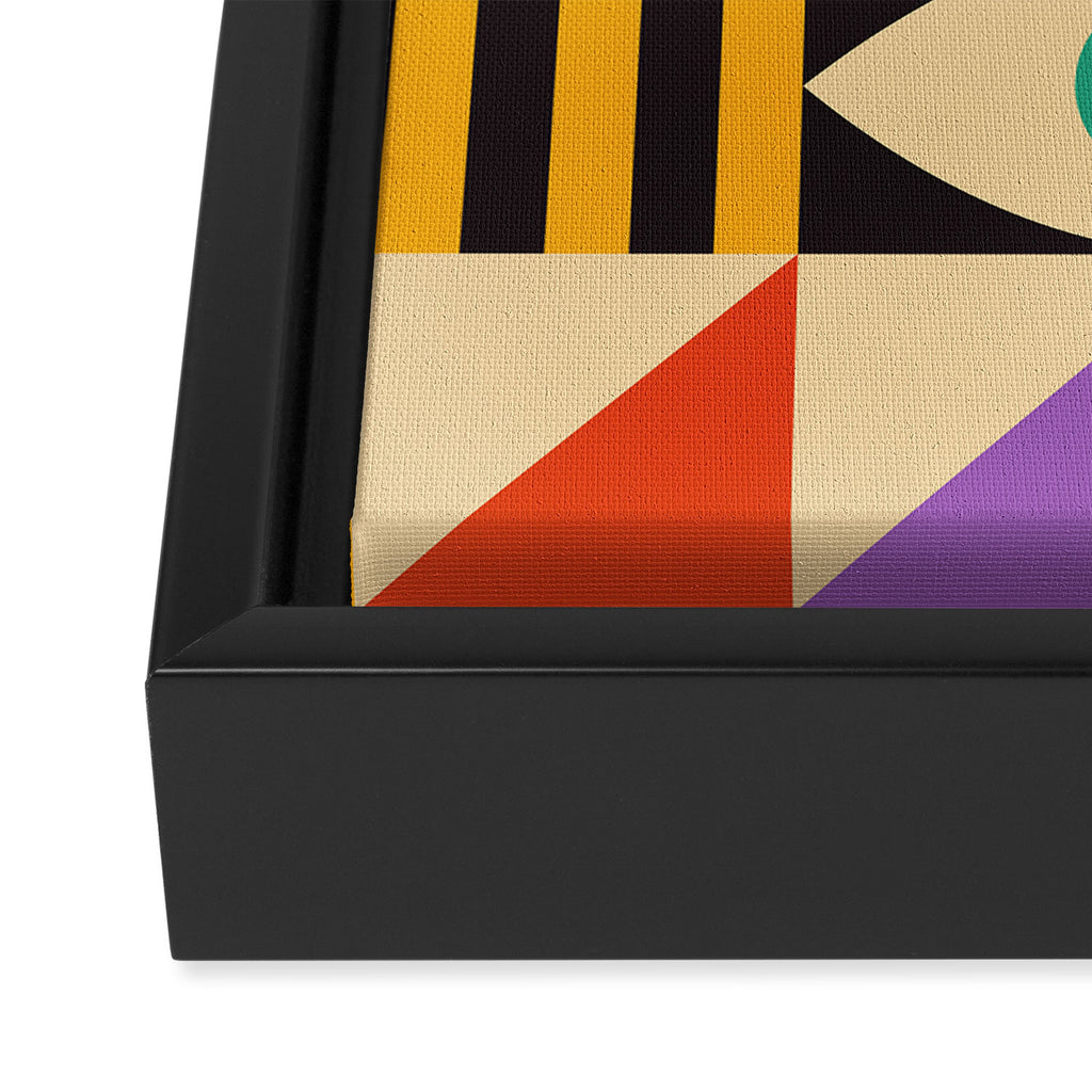 Bauhaus Mid Century Abstract Shapes colorful Framed Canvas Print Gallery Image 3