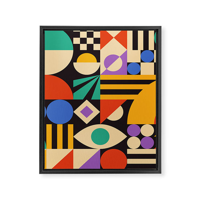Bauhaus Mid Century Abstract Shapes colorful Framed Canvas Print Gallery Image 1
