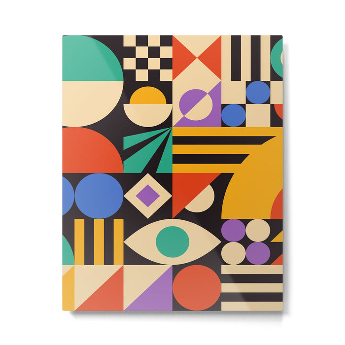 Bauhaus Mid Century Abstract Shapes colorful Metal Print Gallery Image 1