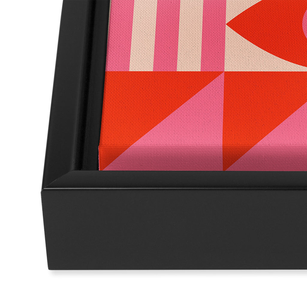 Bauhaus Mid Century Abstract Shapes red and pink Framed Canvas Print Gallery Image 3