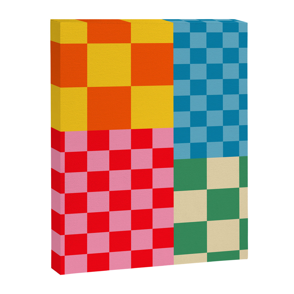 Blocks of Mixed Checkered Colorful Plaids geometric pattern Canvas Print Gallery Image 8