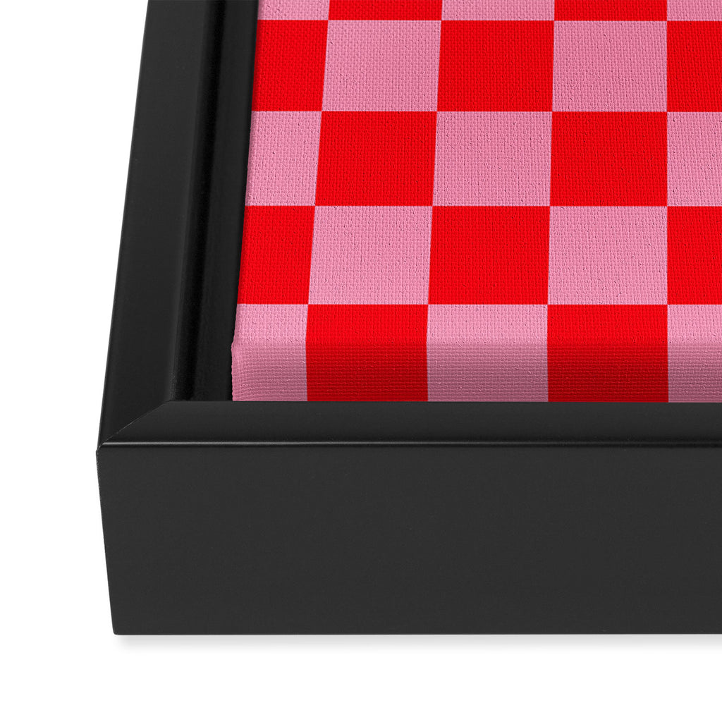 Blocks of Mixed Checkered Colorful Plaids geometric pattern Framed Canvas Print Gallery Image 3