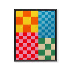 Blocks of Mixed Checkered Colorful Plaids geometric pattern Framed Canvas Print Gallery Image 8