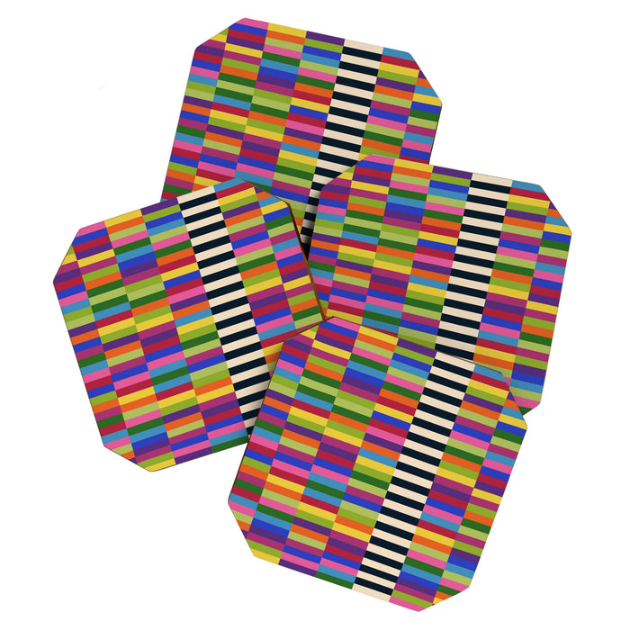 Colorful Abstract Irregular Stripes  Coaster Gallery Image 1