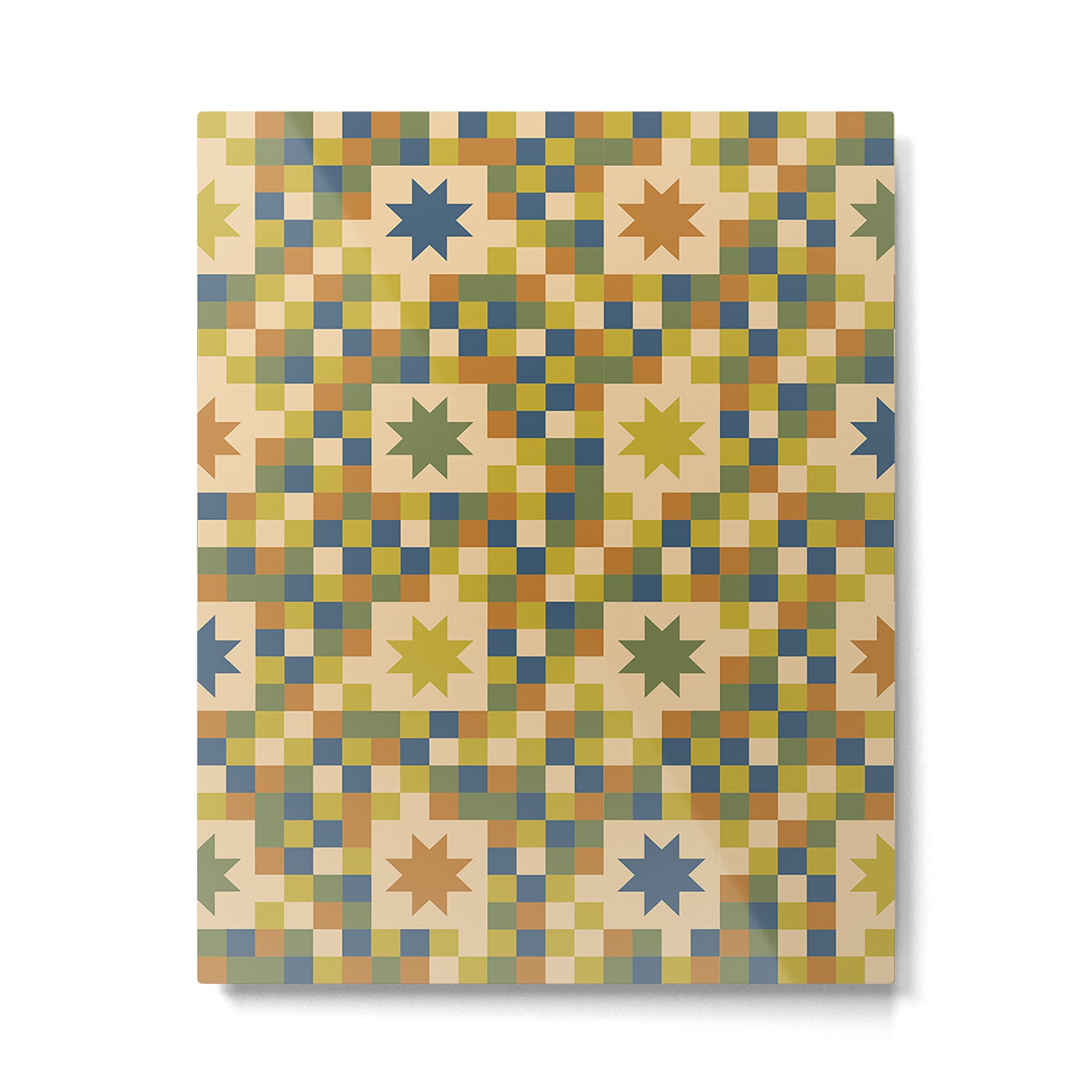 Colorful Quilt Plaid geometric pattern green and blue Metal Print Gallery Image 6