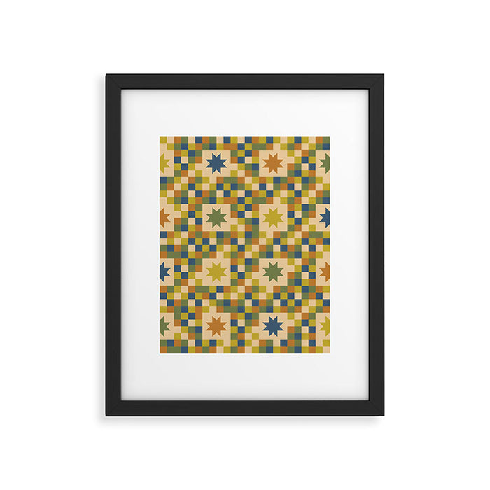 Colorful Quilt Plaid geometric pattern green and blue Framed Art Print Gallery Image 1