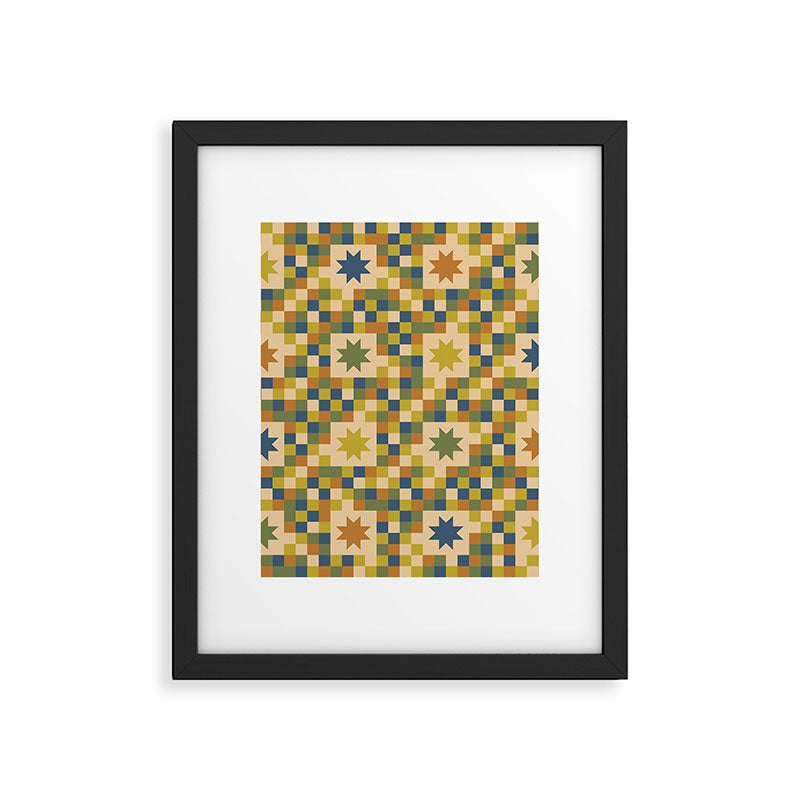 Colorful Quilt Plaid geometric pattern green and blue Framed Art Print Gallery Image 6