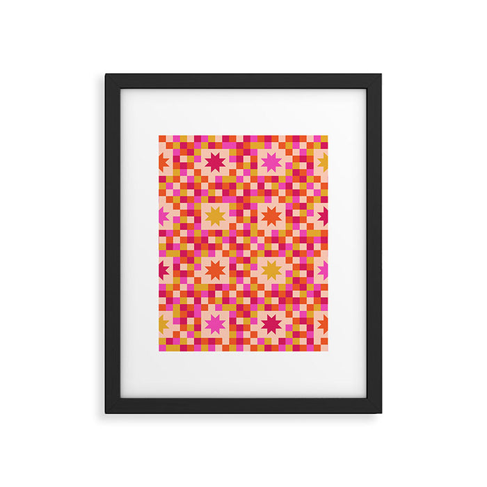 Colorful Quilt Plaid geometric pattern red and pink Framed Art Print Gallery Image 1
