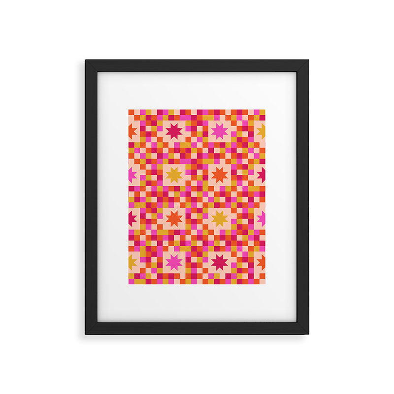Colorful Quilt Plaid geometric pattern red and pink Framed Art Print Gallery Image 6