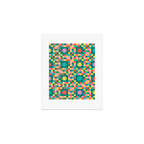 Colorful Quilt Plaid geometric pattern teal and pink Art Print Gallery Image 1