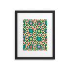 Colorful Quilt Plaid geometric pattern teal and pink Framed Art Print Gallery Image 6