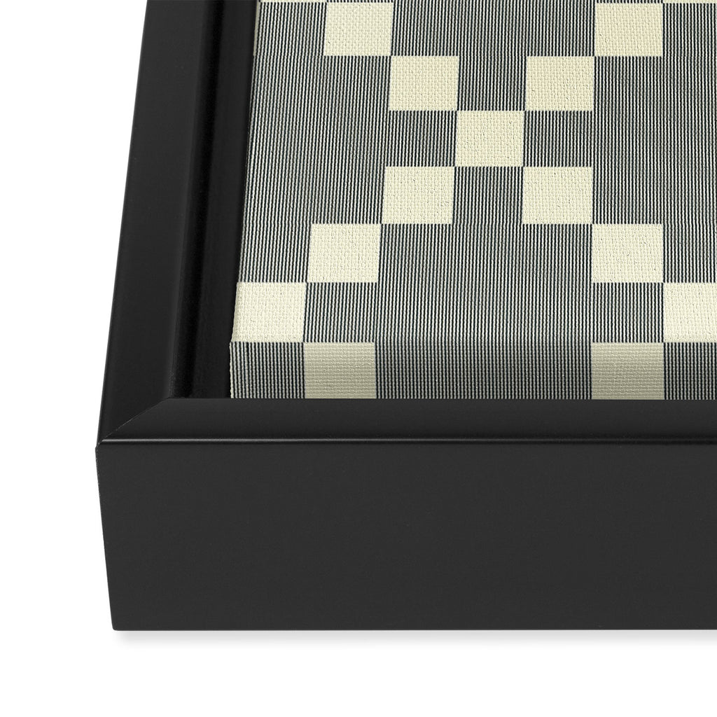 Diamond Quilted Plaid pattern black and white Framed Canvas Print Gallery Image 3