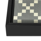 Diamond Quilted Plaid pattern black and white Framed Canvas Print Gallery Image 3