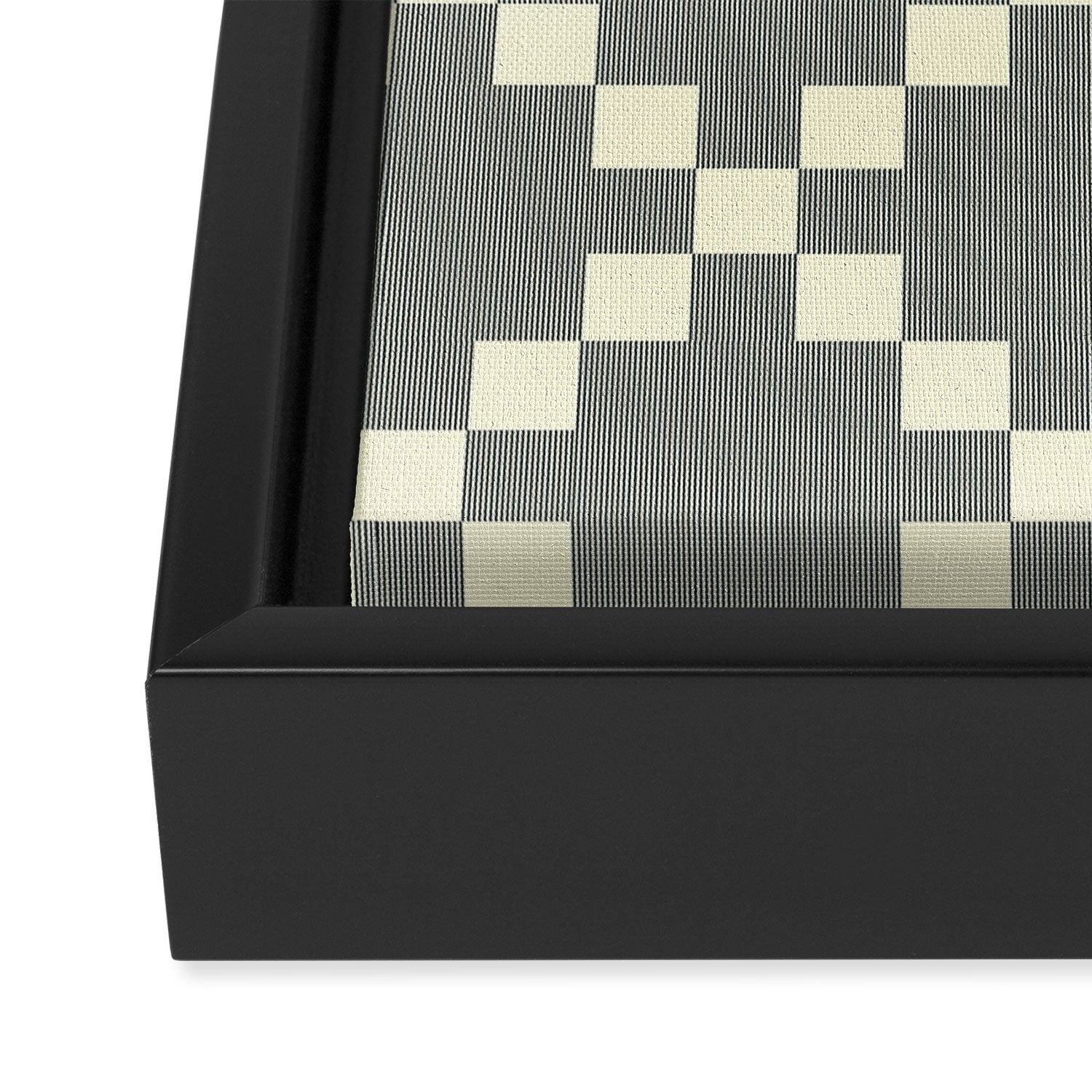 Diamond Quilted Plaid pattern black and white Framed Canvas Print Gallery Image 3