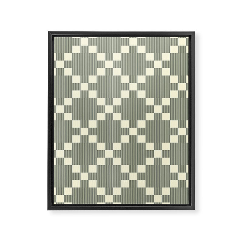 Diamond Quilted Plaid pattern black and white Framed Canvas Print Gallery Image 8