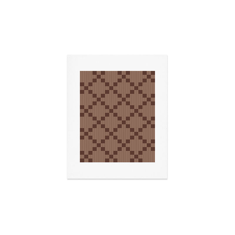 Diamond Quilted Plaid pattern brown Art Print Gallery Image 1