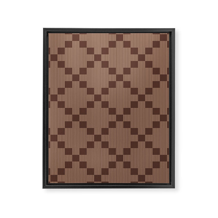 Diamond Quilted Plaid pattern brown Framed Canvas Print Gallery Image 1