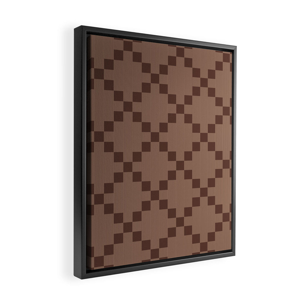 Diamond Quilted Plaid pattern brown Framed Canvas Print Gallery Image 2