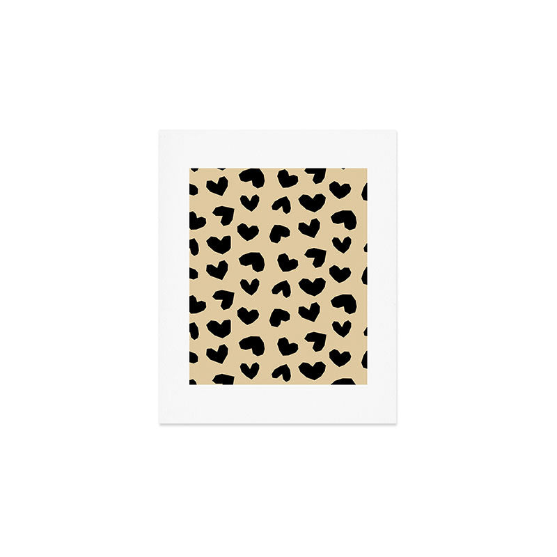Geometric Hearts pattern black Art Print Gallery Image 1